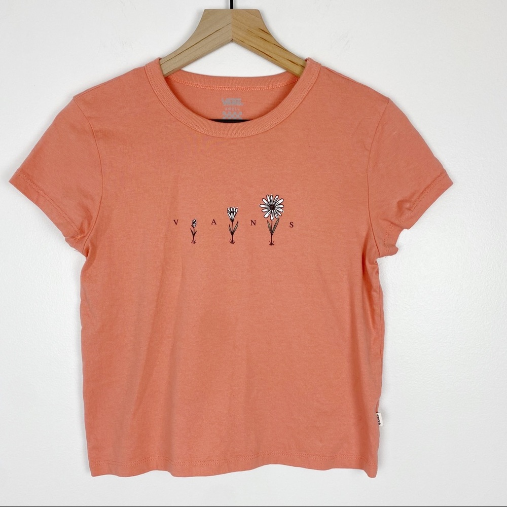 Vans peach flower crop tee size small